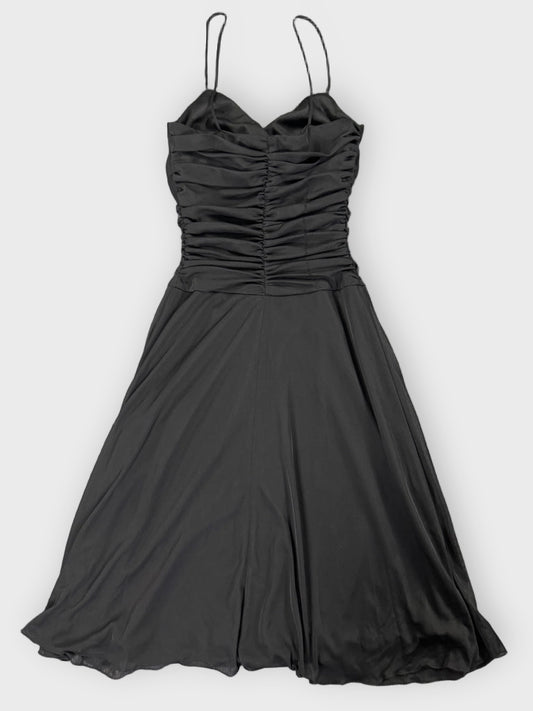 front view, B Darlin Timeless Black Ruched Evening Dress, vintage Y2K second hand piece