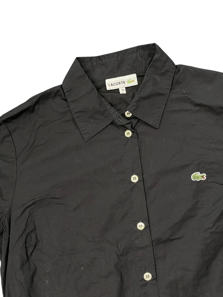 detail view, Lacoste Black Cotton Button-Up Shirt, vintage Y2K second hand piece, image 4
