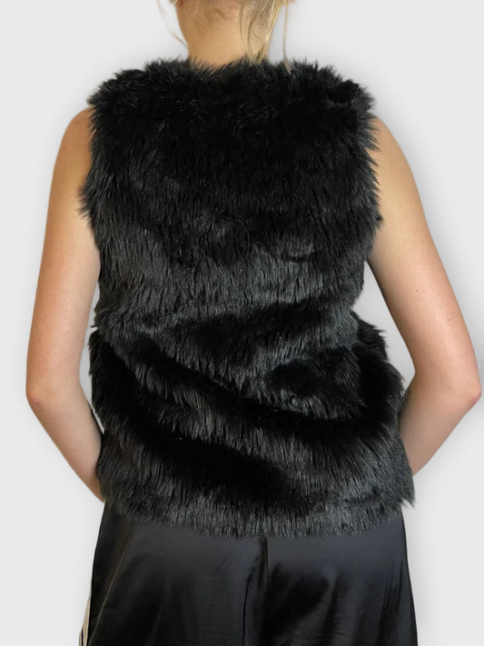 back view, Wossimo? Faux Fur Vest, vintage Y2K second hand piece