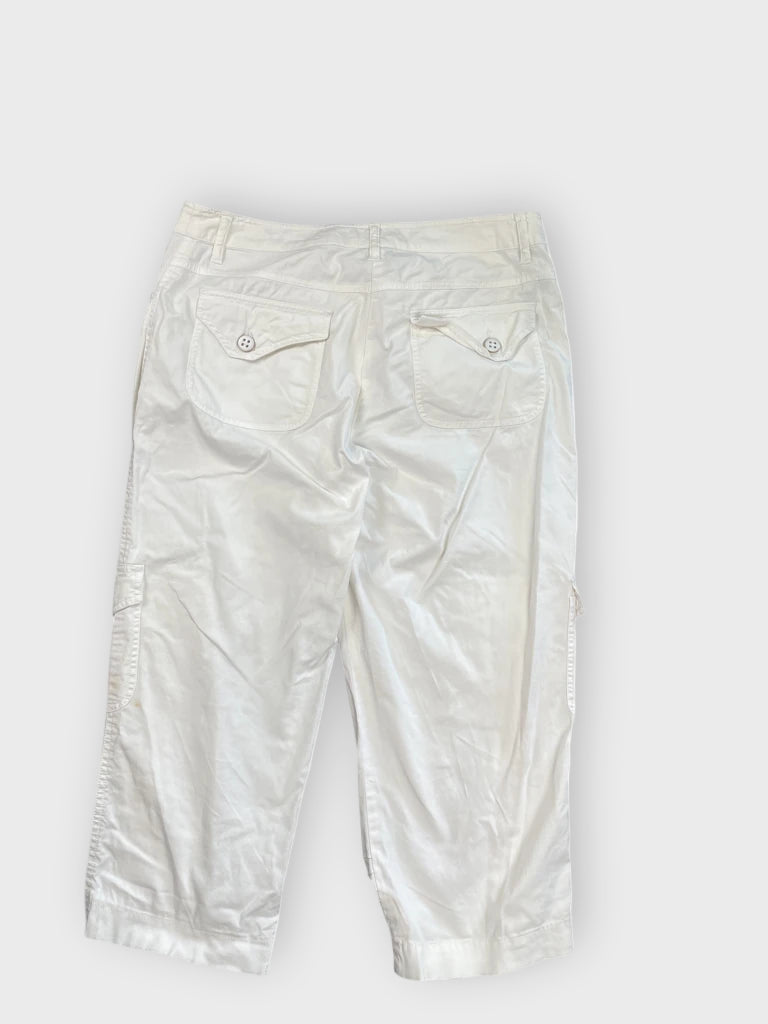 back view, Tribal White Buttoned Cargo Pants, vintage Y2K second hand piece