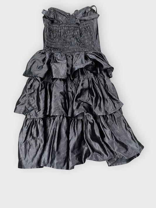 back view, Black Ruffle Corset Dress, vintage Y2K second hand piece