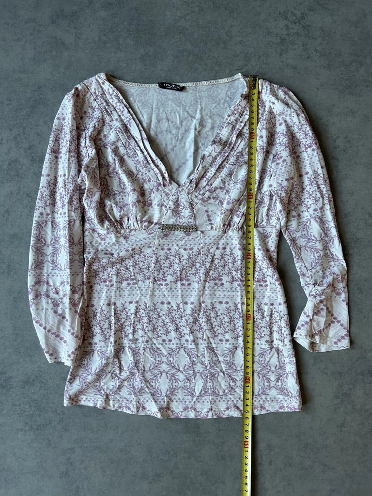 detail view, Motivi Y2K Pink Sleeve Top, vintage Y2K second hand piece, image 8