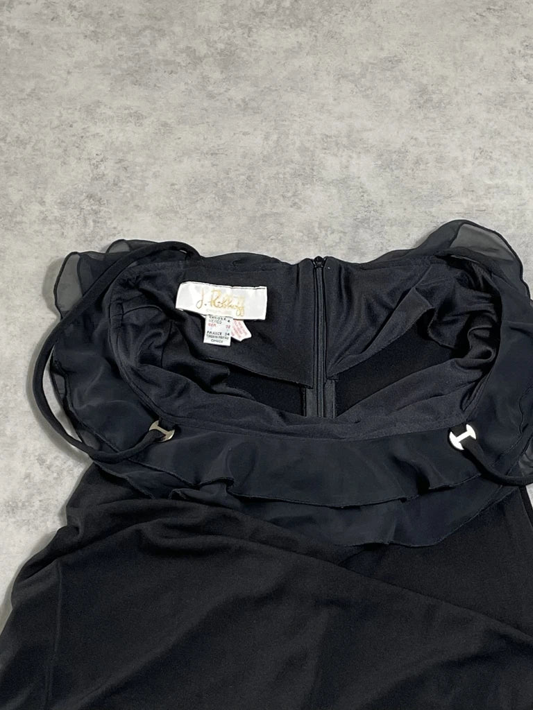 detail view, J. Ribhoff black dress, vintage Y2K second hand piece