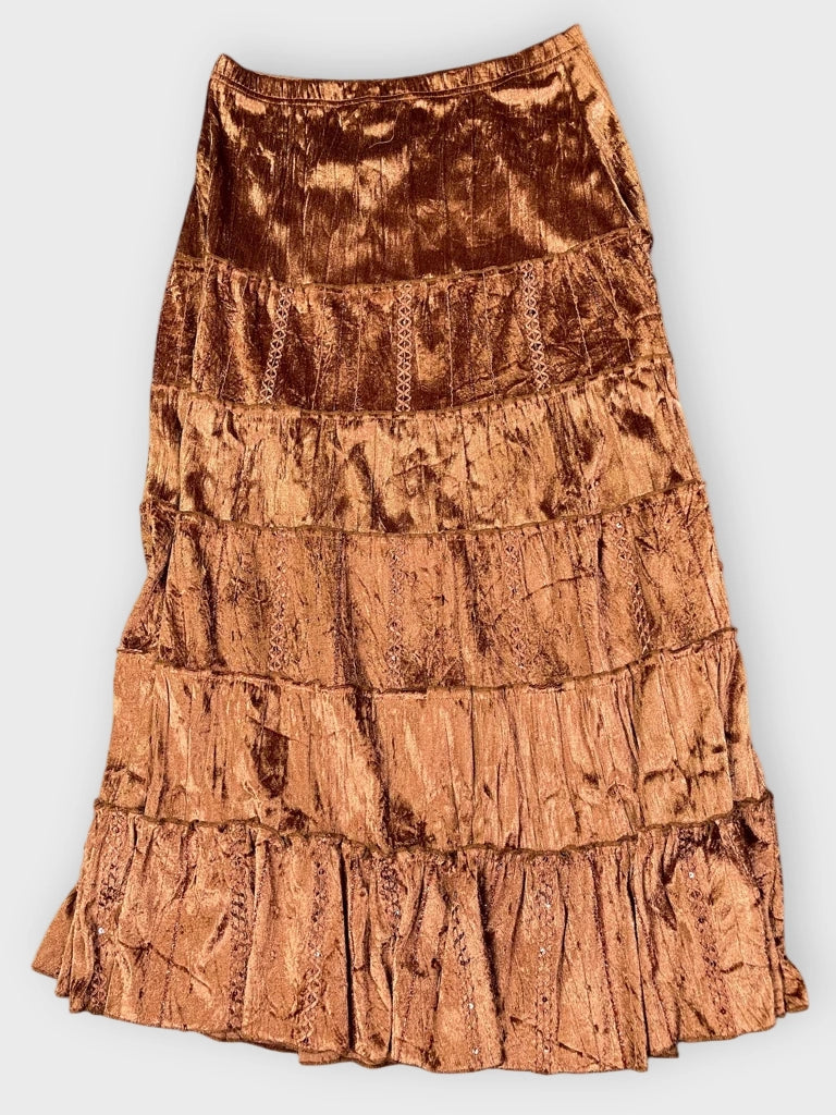 Shimmering bronze midi skirt by Lauri (M)