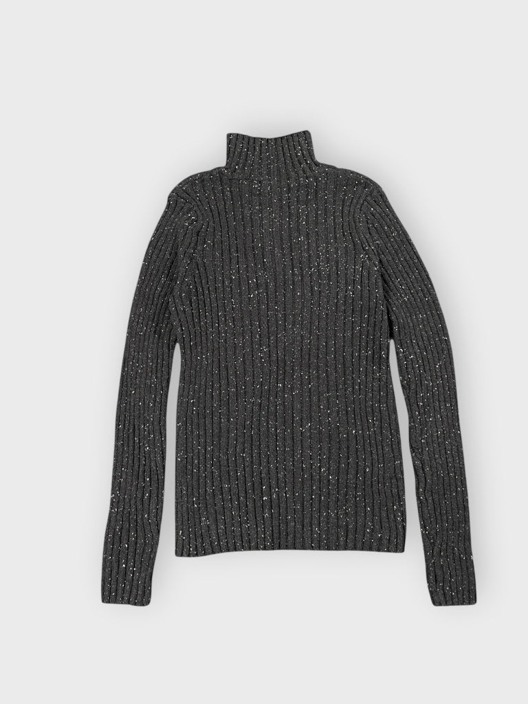 back view, Pria Black Half-Zip Ribbed Knit Sweater, vintage Y2K second hand piece