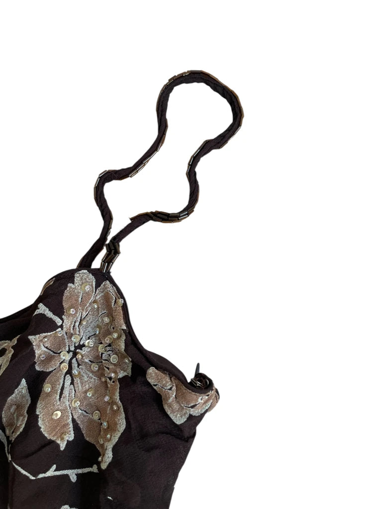 detail view, Eva Blue earth bloom – embroidered fairy dress (M?), vintage Y2K second hand piece, image 4