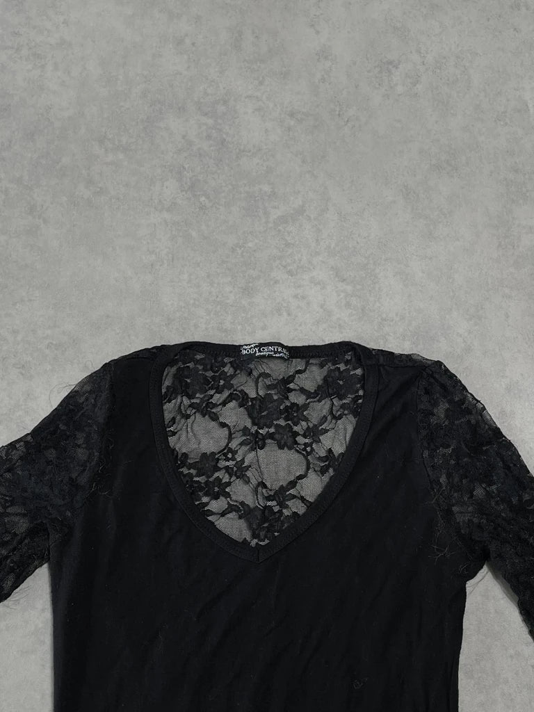 detail view, Body Central Lace Black Top, vintage Y2K second hand piece