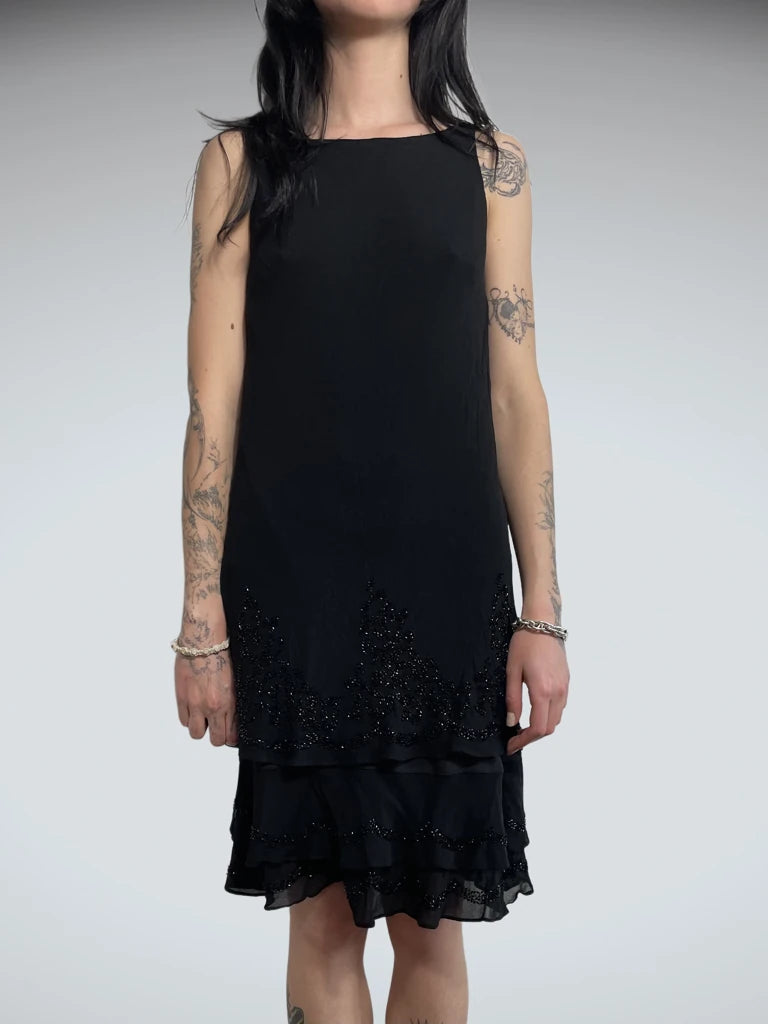 front view, Jones New York Dress black dress with paillettes, vintage Y2K second hand piece