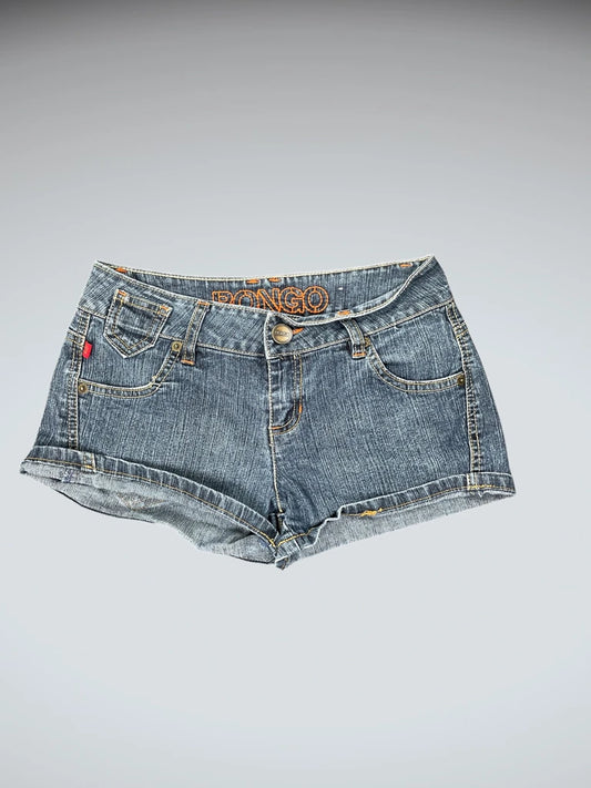 front view, Bongo Blue Vintage Denim Hotpants, vintage Y2K second hand piece