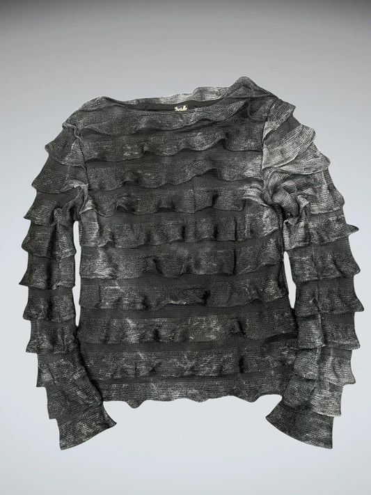 front view, Treadle Crinkled Texture Black Tank, vintage Y2K second hand piece