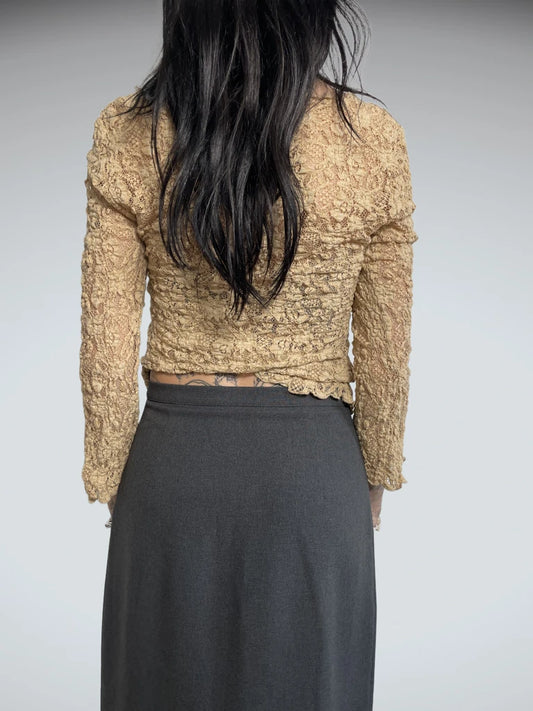 back view, Xi lace long sleeve top, vintage Y2K second hand piece