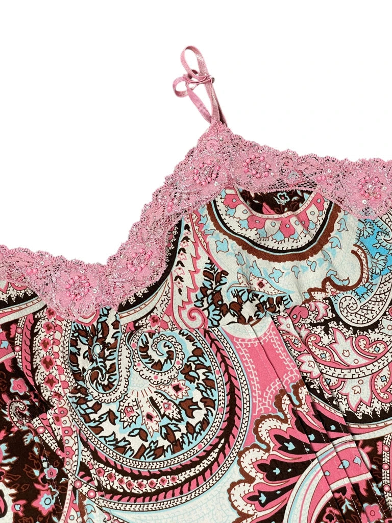detail view, No boundaries Candy Paisley Cami, vintage Y2K second hand piece, image 4