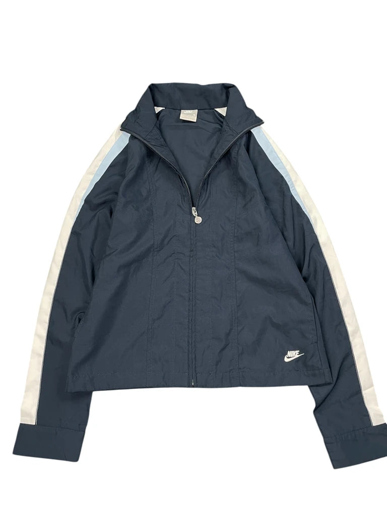 detail view, Nike Navy Blue Track Jacket, vintage Y2K second hand piece, image 4