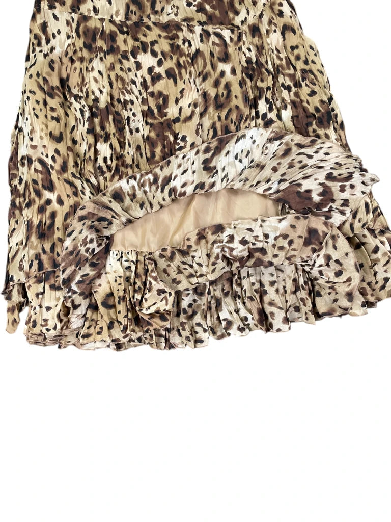 detail view, Gold animal pattern skirt by Allison Taylor, vintage Y2K second hand piece, image 4