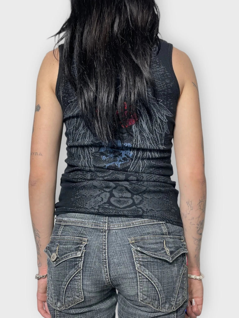 back view, Just Divine Rock Rhinestone Top, vintage Y2K second hand piece