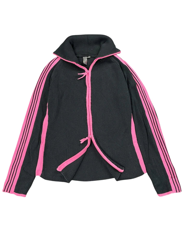 detail view, Jana Black and Pink Striped Turtle Neck Sweater, vintage Y2K second hand piece, image 6