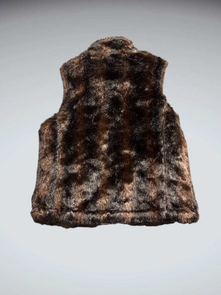 detail view, Vintage Brown 2 sided Faux Fur Vest Women, vintage Y2K second hand piece, image 8