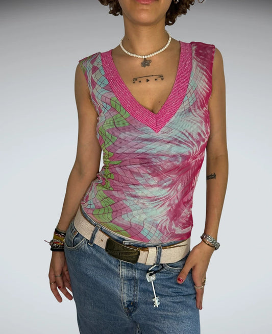Orange Print Top (M)
