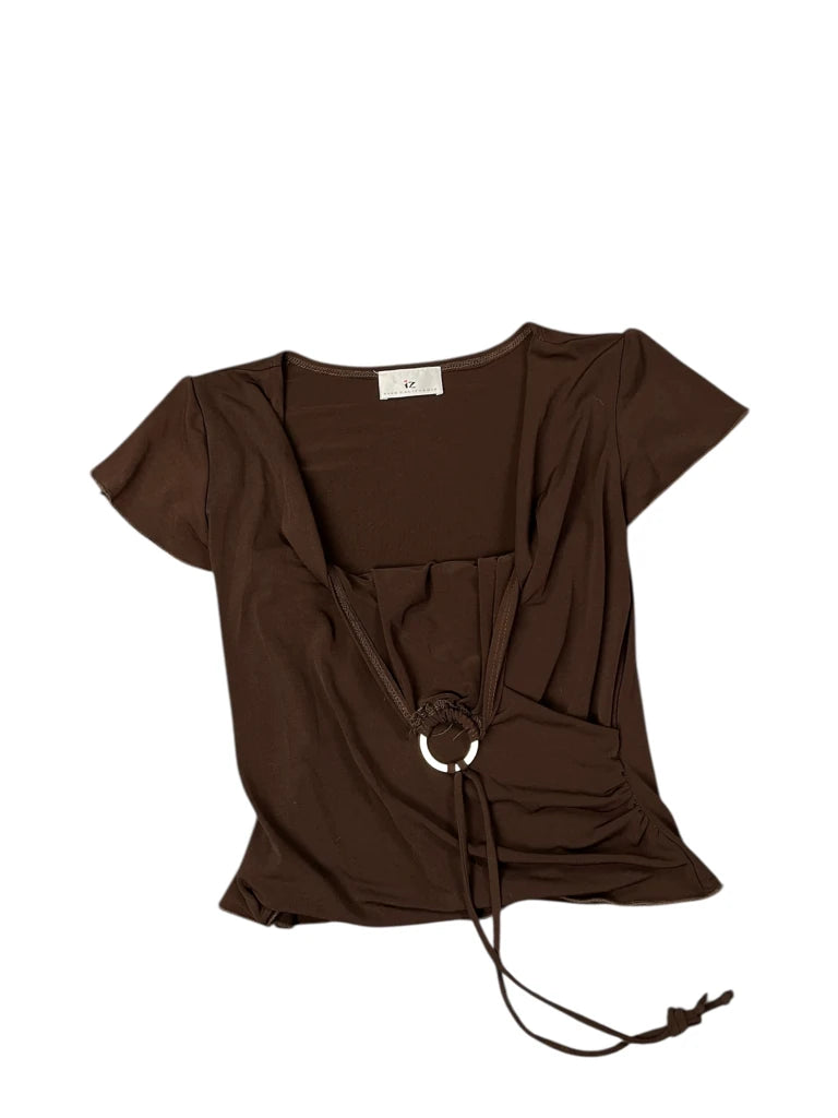detail view, Byer California Brown Vintage Top, vintage Y2K second hand piece, image 4