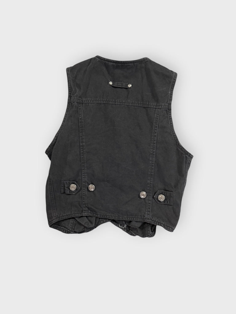back view, Credentials Black Button Vest Women, vintage Y2K second hand piece