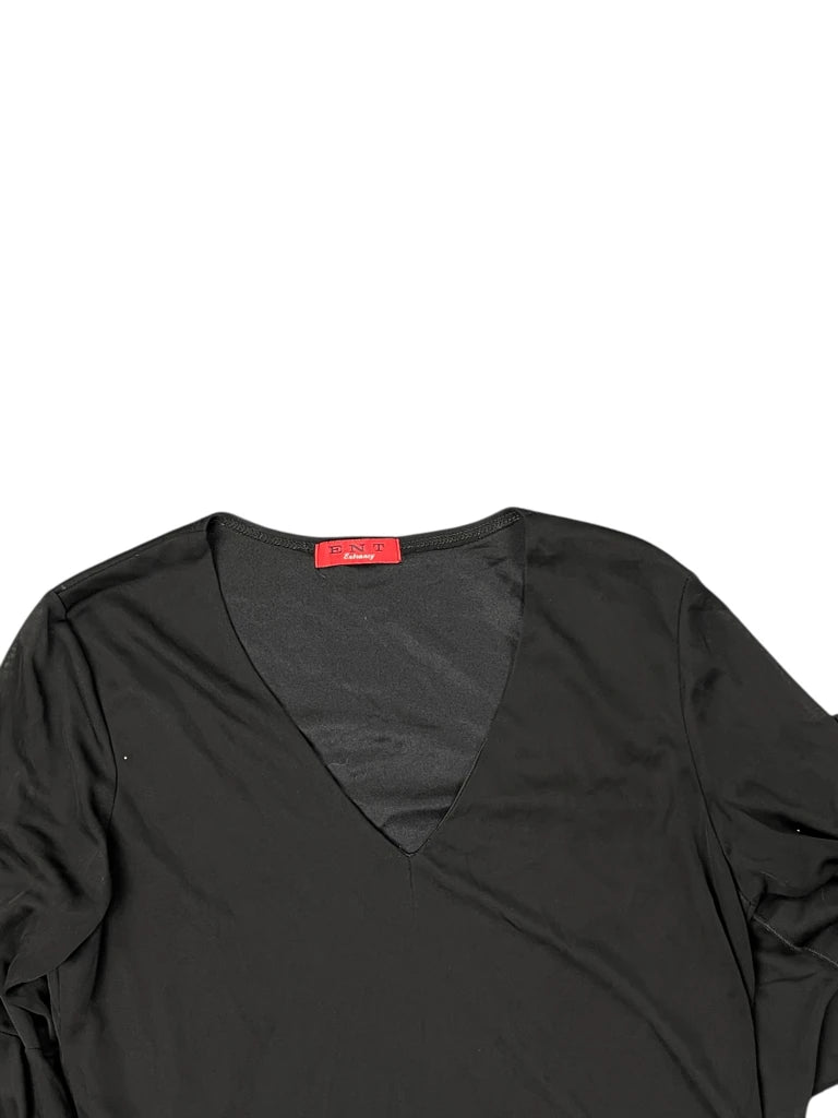 detail view, ENT Black V-Cut Top, vintage Y2K second hand piece
