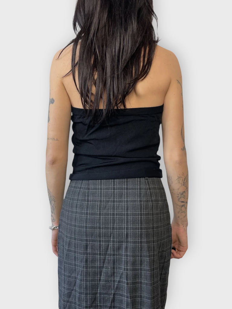 back view, Marella Black Top with Foulard, vintage Y2K second hand piece