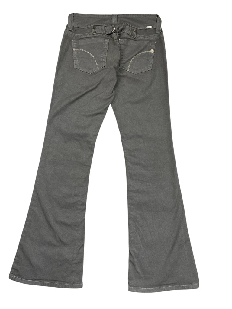 back view, Guess Grey Low-Rise Bootcut Pants, vintage Y2K second hand piece