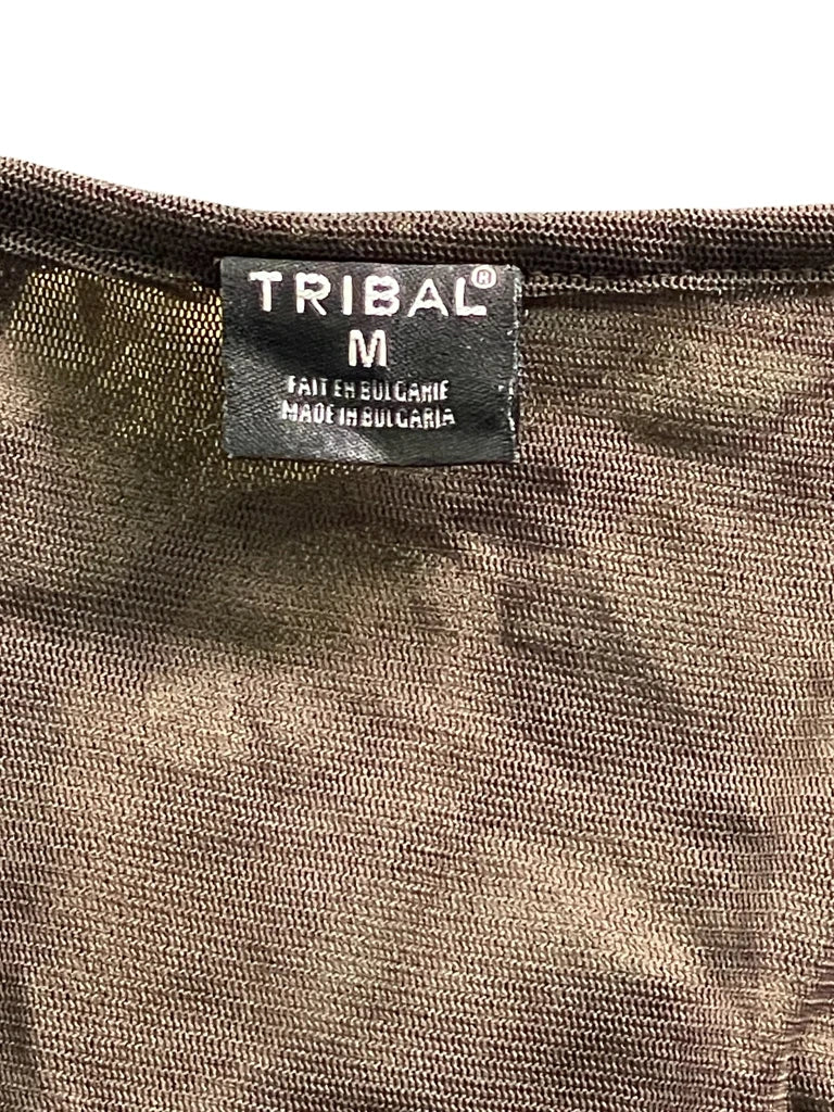 detail view, Tribal Abstract Nature Velvet Top, vintage Y2K second hand piece