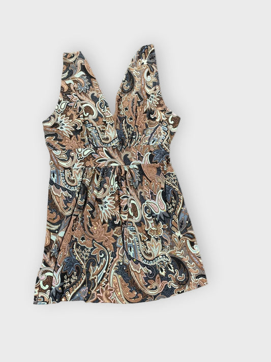 front view, Body Central Midnight Paisley Wrap Top, vintage Y2K second hand piece