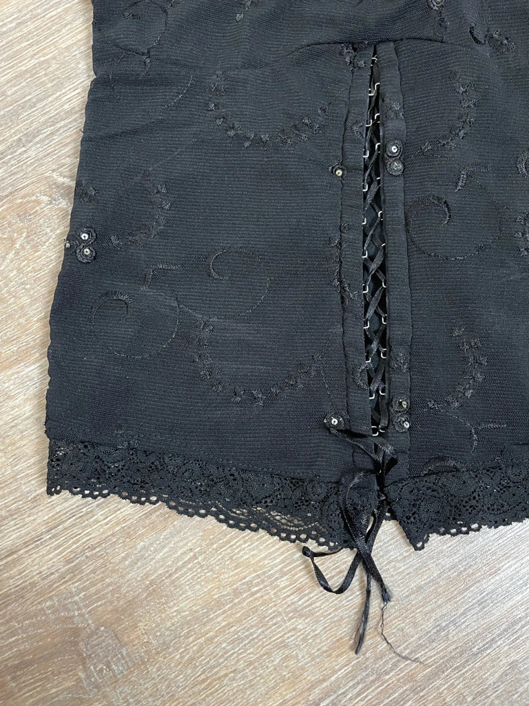 detail view, Zapping Corset, vintage Y2K second hand piece