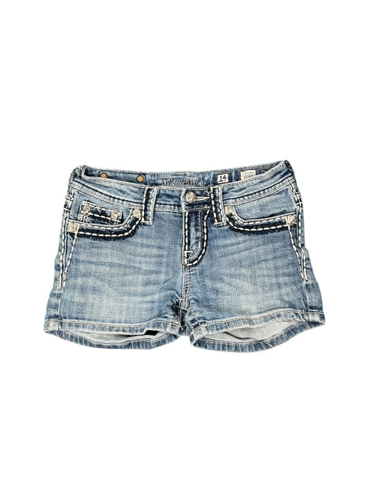 back view, Miss Me Black Cutoff Denim Hotpants, vintage Y2K second hand piece
