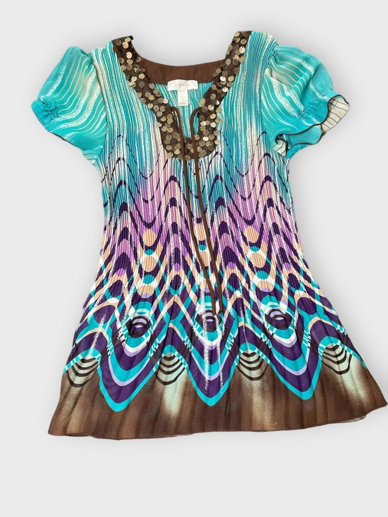 front view, Dressbarn Ocean Wave Sequin Top, vintage Y2K second hand piece
