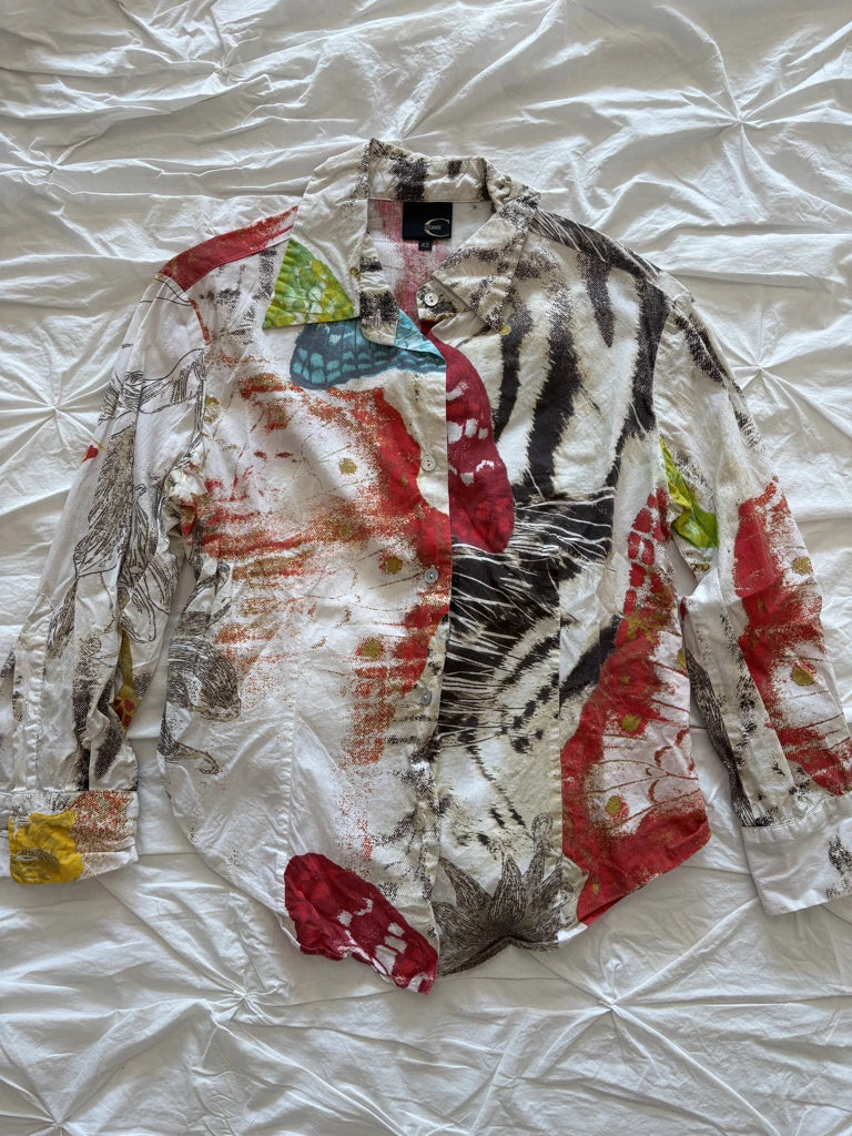 detail view, Just Cavalli Vibrant Button-Down Top, vintage Y2K second hand piece, image 6