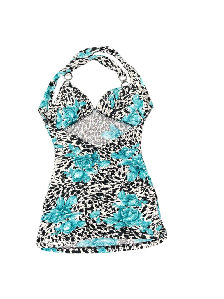 detail view, Janice Wild Bloom Halterneck Top, vintage Y2K second hand piece, image 4
