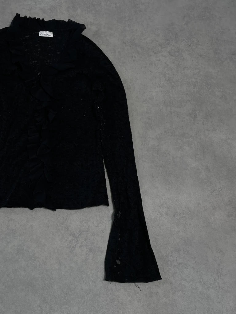 detail view, Charlotte Russe Lace Shirt, vintage Y2K second hand piece, image 4