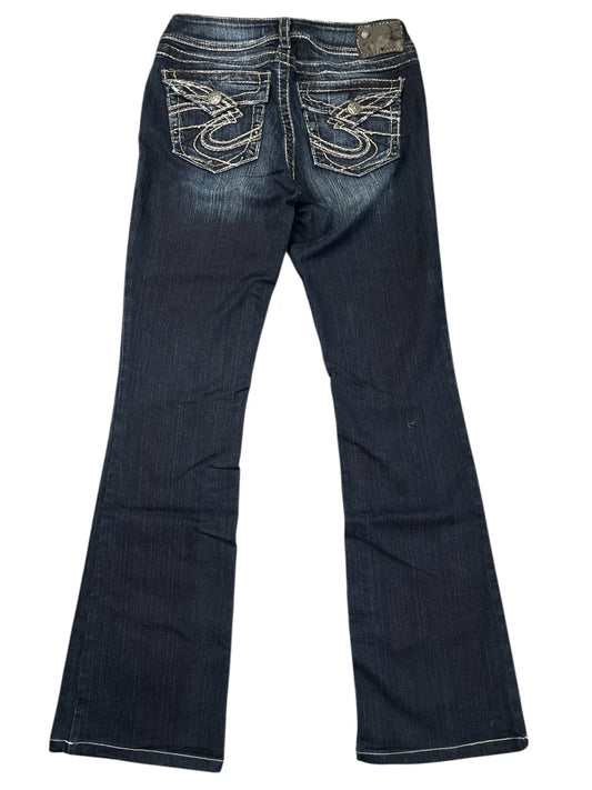 back view, Silver Jeans Dark Wash Bootcut Jeans with Contrast Stitching, vintage Y2K second hand piece