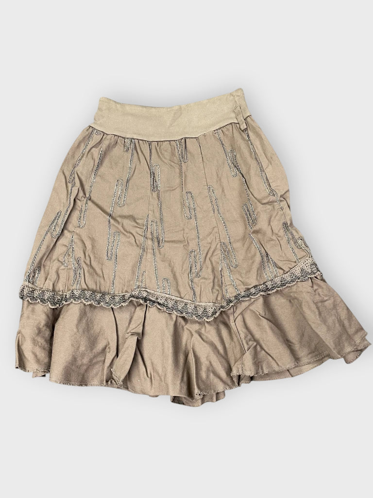 back view, Earthtone Rope Detail Boho Skirt, vintage Y2K second hand piece