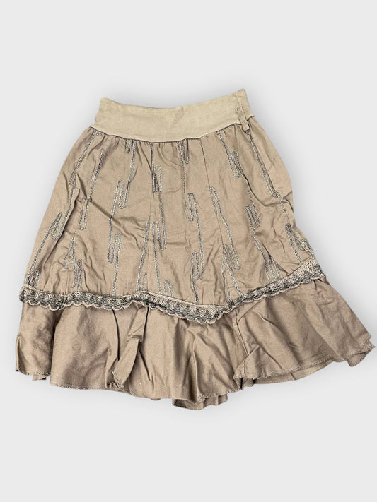back view, Earthtone Rope Detail Boho Skirt, vintage Y2K second hand piece