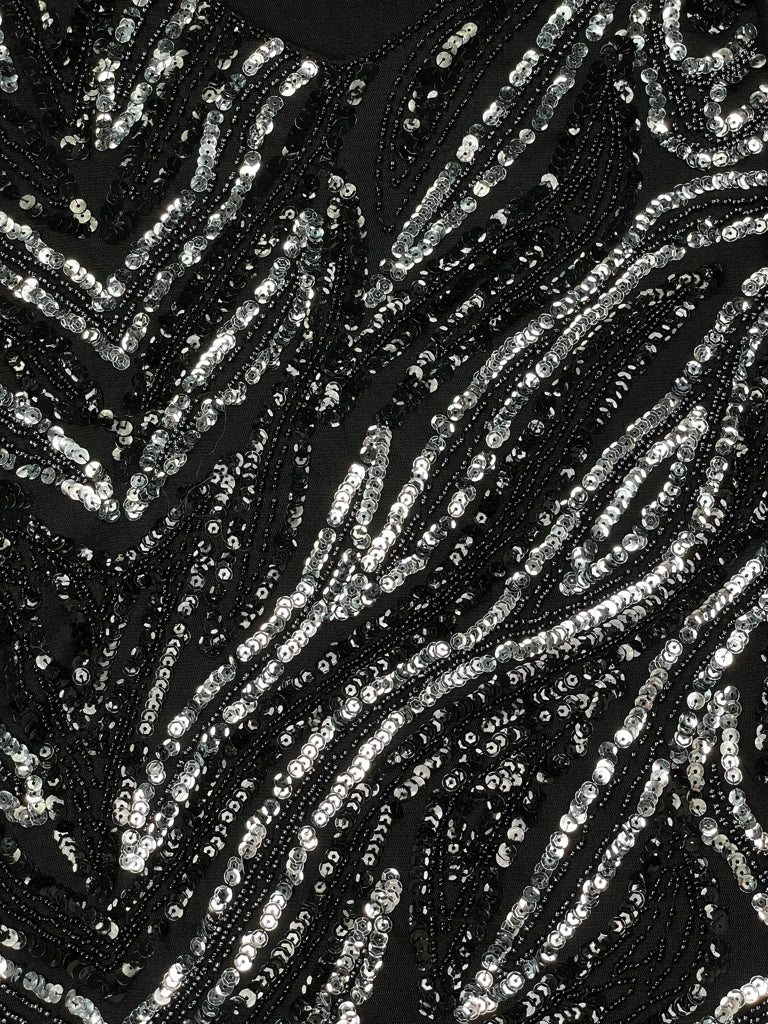 detail view, Sequin Wave Party Top in Black, vintage Y2K second hand piece, image 4