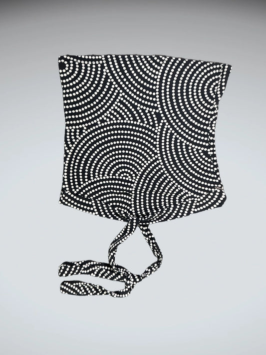 back view, Y2K Op-Art Black & White Tie Top, vintage Y2K second hand piece