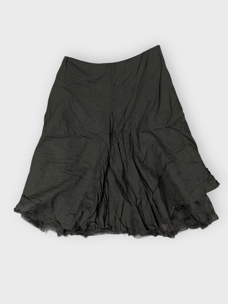 front view, Necessary Objects Urban Noir Cotton Flare Skirt, vintage Y2K second hand piece