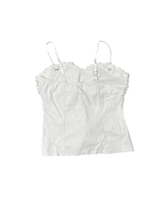 back view, Ole Ole white 3D flower corset top, vintage Y2K second hand piece