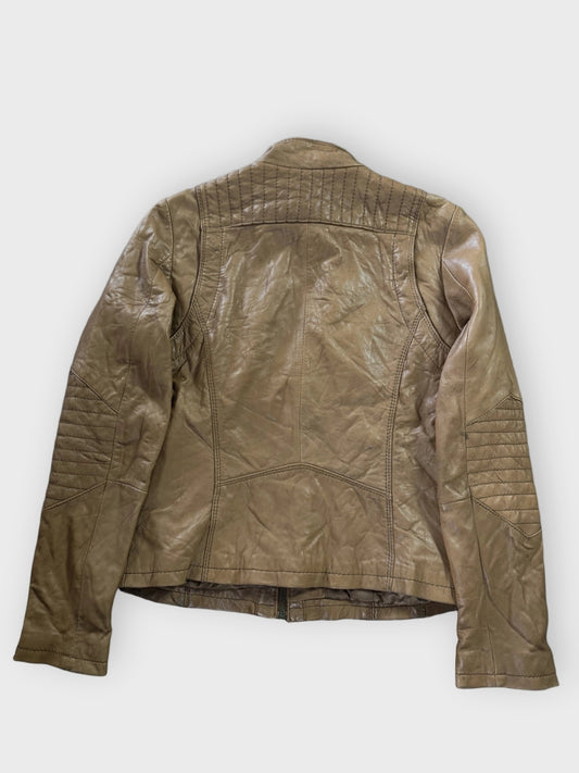 back view, Michael Kors Brown Genuine Leather Jacket Women, vintage Y2K second hand piece