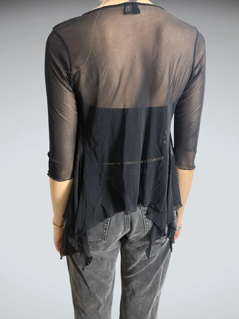 back view, Style Y2K Black Mesh Bolero, vintage Y2K second hand piece