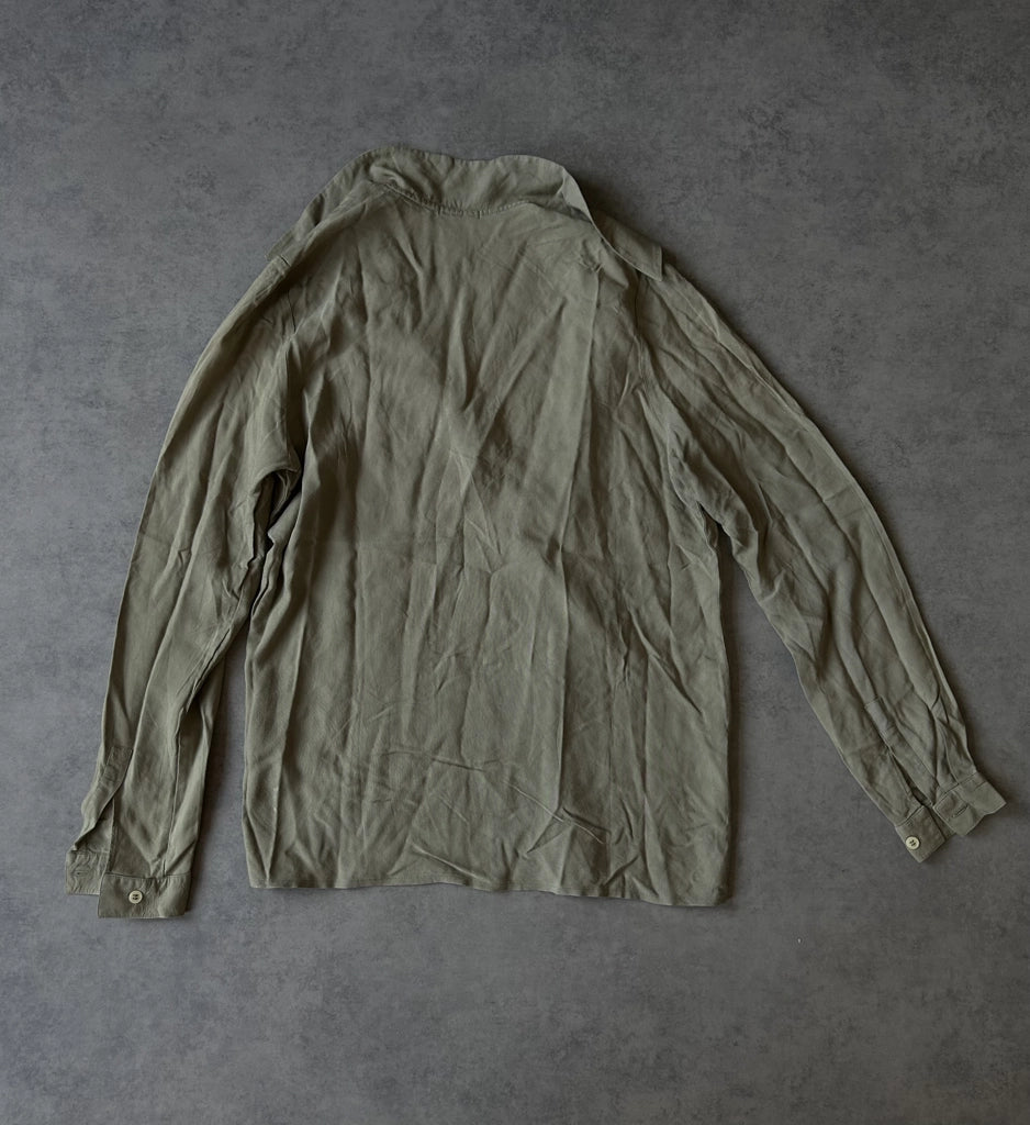 detail view, Emporio Armani Y2K Baggy Collar Top in Green, vintage Y2K second hand piece, image 7