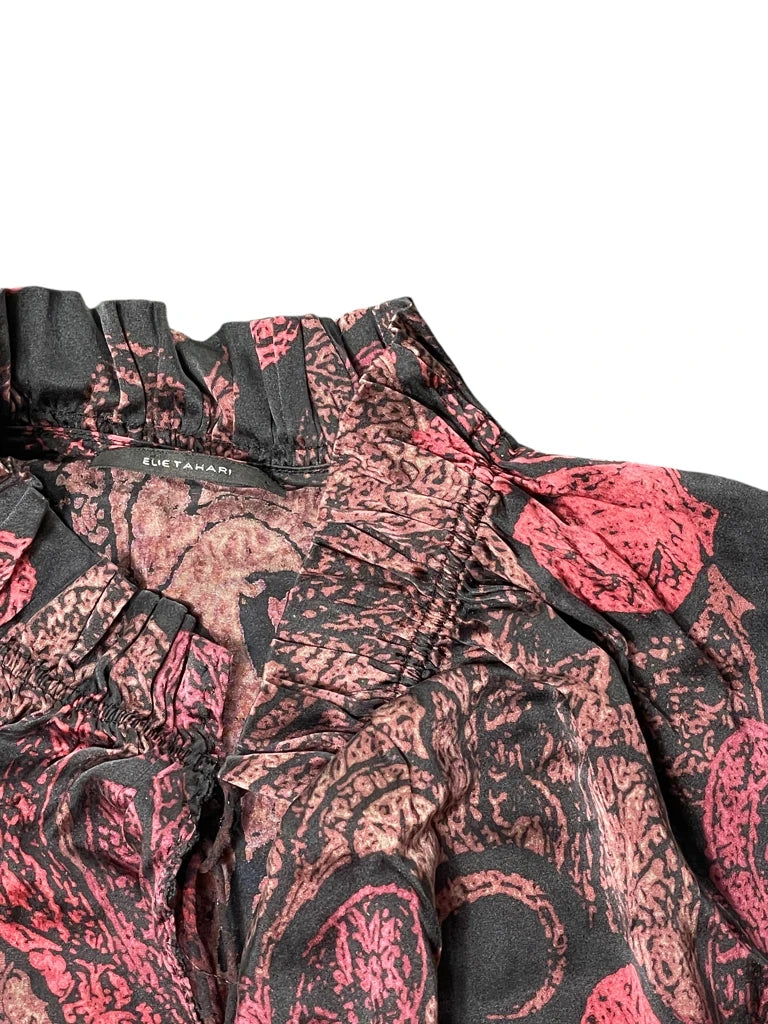 detail view, Elie Tahari Baroque Print Blouse, vintage Y2K second hand piece