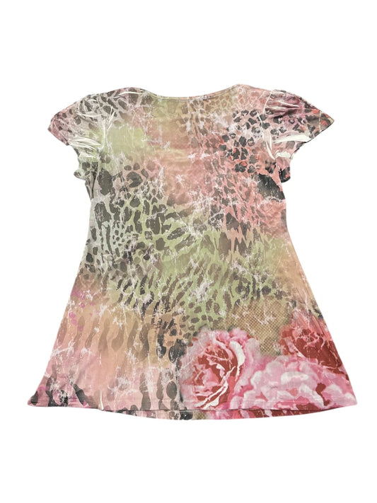 back view, Unity Animal Print & Floral Embellished Tunic Top, vintage Y2K second hand piece