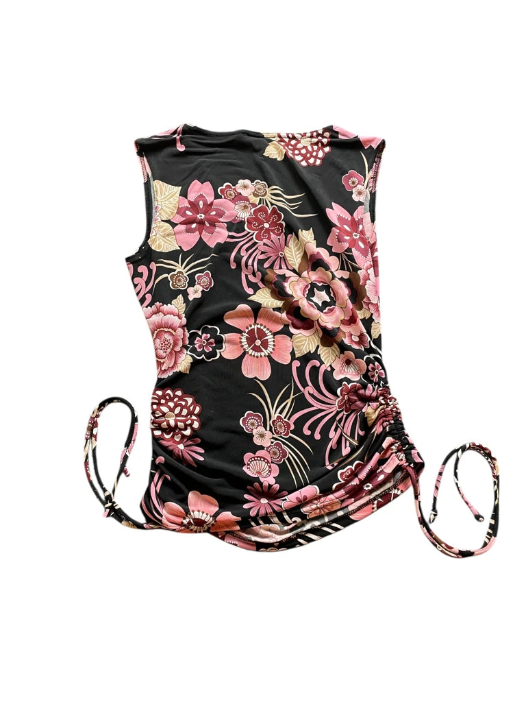 detail view, A.Byer Floral Ruched Top, vintage Y2K second hand piece, image 4