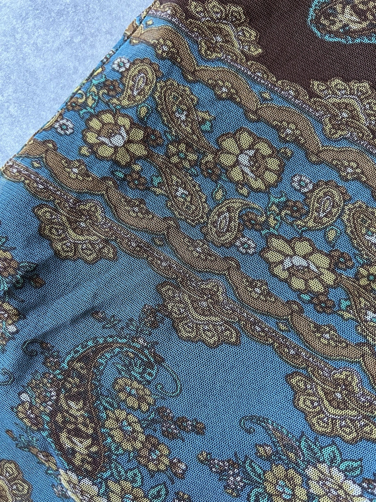 detail view, Y2K Brown Mesh Top, vintage Y2K second hand piece