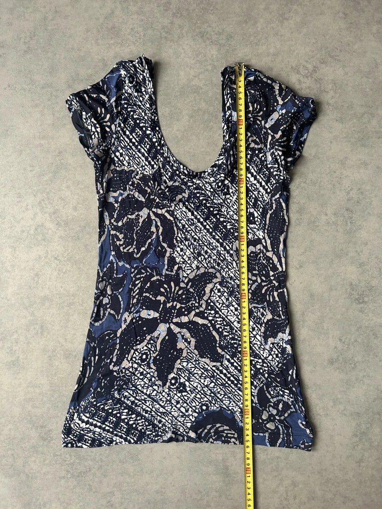 detail view, Marella Sport Y2K Blue Mesh Top, vintage Y2K second hand piece, image 8